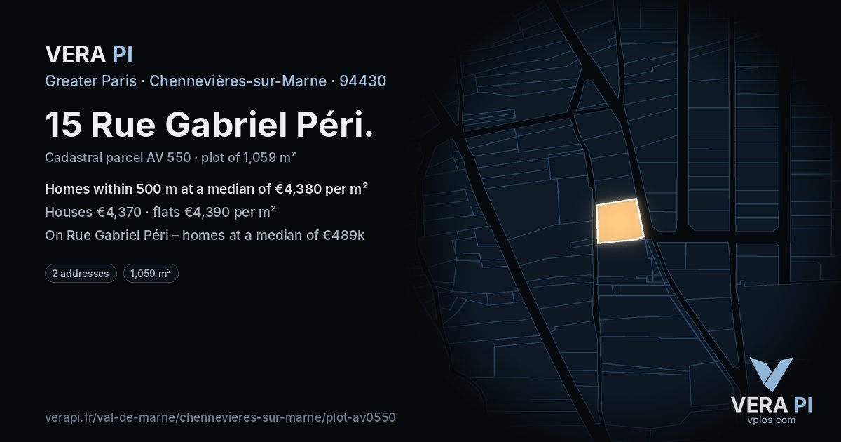 15 Rue Gabriel Péri, Chennevières-sur-Marne at night – the plot lit, the parcels around coloured by the prices near them