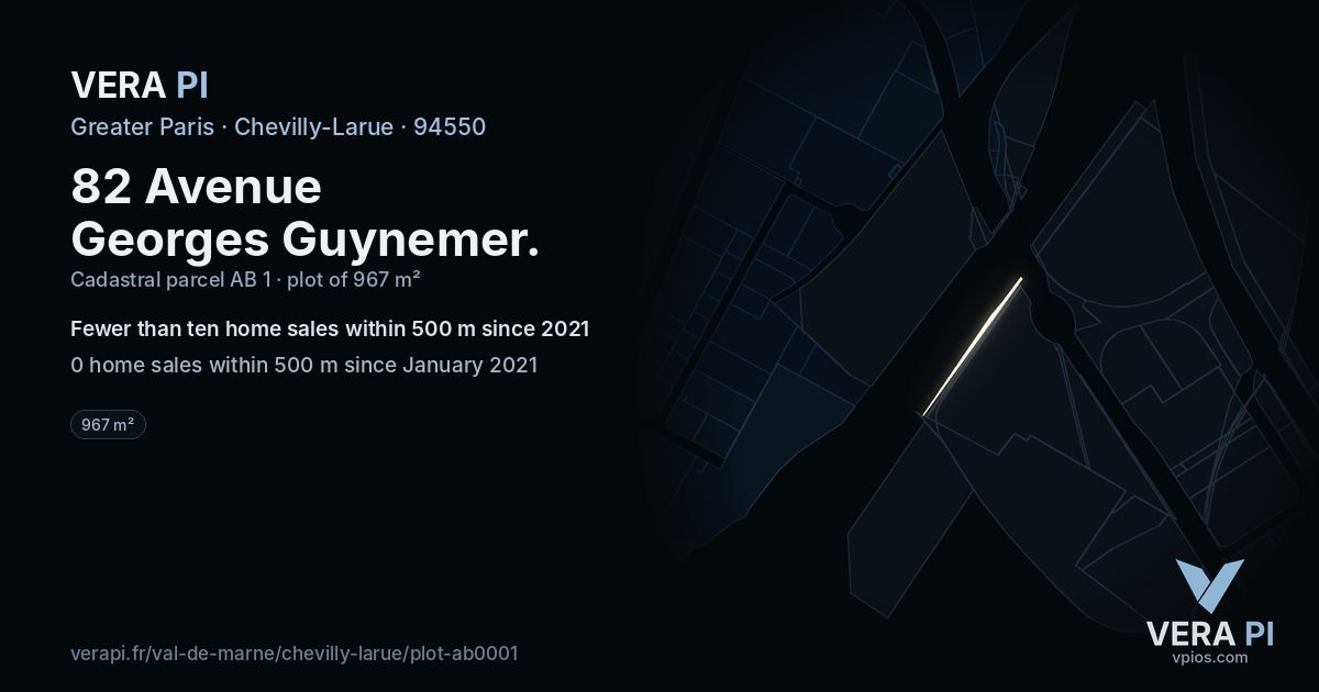 82 Avenue Georges Guynemer, Chevilly-Larue at night – the plot lit, the parcels around coloured by the prices near them