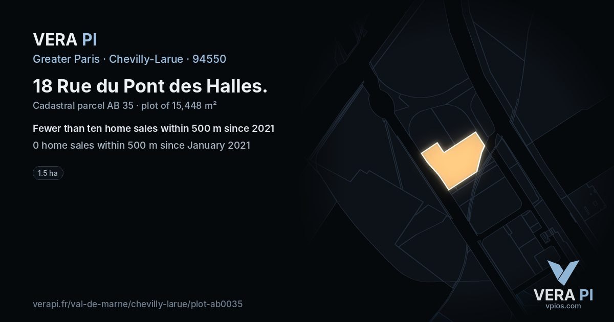 18 Rue du Pont des Halles, Chevilly-Larue at night – the plot lit, the parcels around coloured by the prices near them