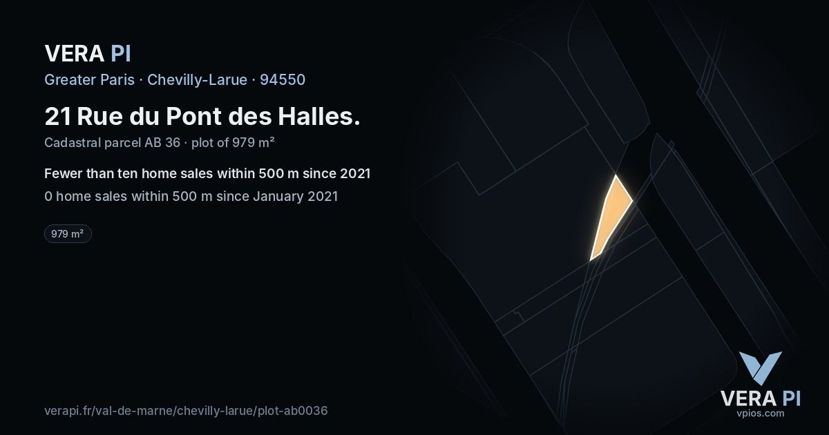 21 Rue du Pont des Halles, Chevilly-Larue at night – the plot lit, the parcels around coloured by the prices near them