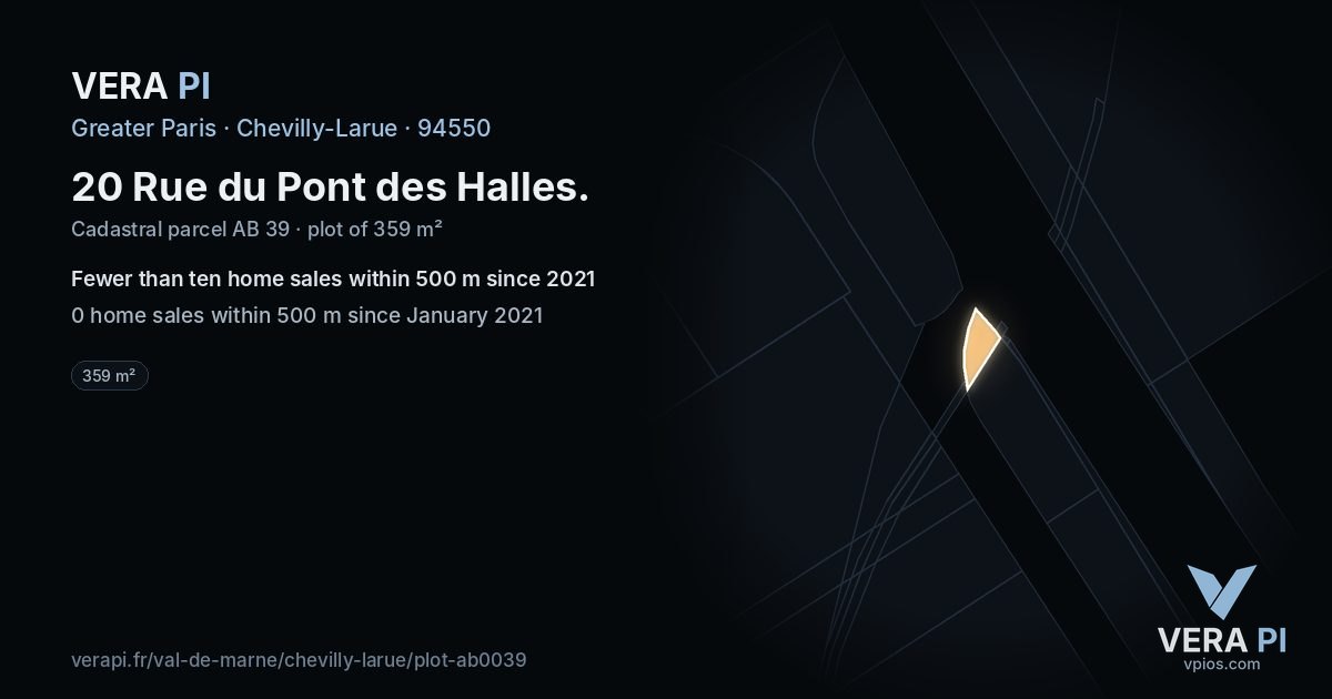20 Rue du Pont des Halles, Chevilly-Larue at night – the plot lit, the parcels around coloured by the prices near them