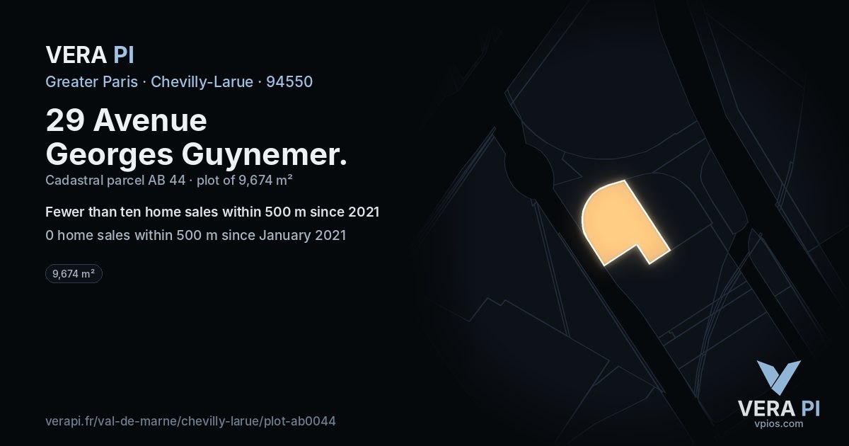 29 Avenue Georges Guynemer, Chevilly-Larue at night – the plot lit, the parcels around coloured by the prices near them