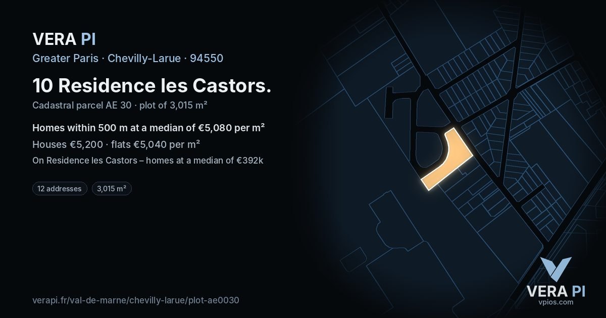 10 Residence les Castors, Chevilly-Larue at night – the plot lit, the parcels around coloured by the prices near them