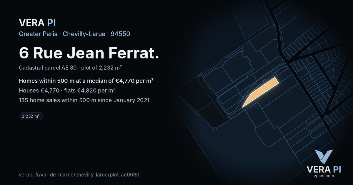 6 Rue Jean Ferrat, Chevilly-Larue at night – the plot lit, the parcels around coloured by the prices near them