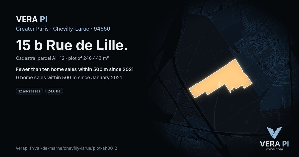 15 b Rue de Lille, Chevilly-Larue at night – the plot lit, the parcels around coloured by the prices near them