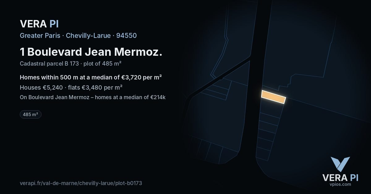 1 Boulevard Jean Mermoz, Chevilly-Larue at night – the plot lit, the parcels around coloured by the prices near them
