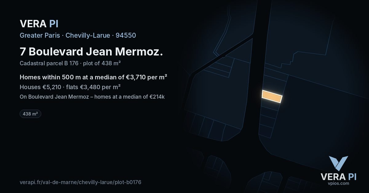 7 Boulevard Jean Mermoz, Chevilly-Larue at night – the plot lit, the parcels around coloured by the prices near them