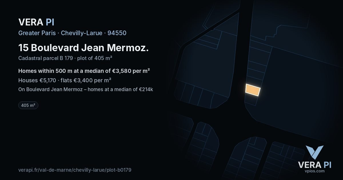15 Boulevard Jean Mermoz, Chevilly-Larue at night – the plot lit, the parcels around coloured by the prices near them