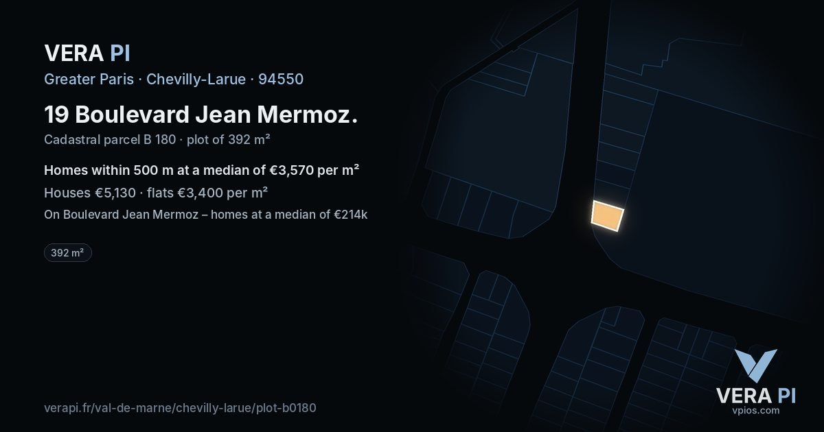 19 Boulevard Jean Mermoz, Chevilly-Larue at night – the plot lit, the parcels around coloured by the prices near them