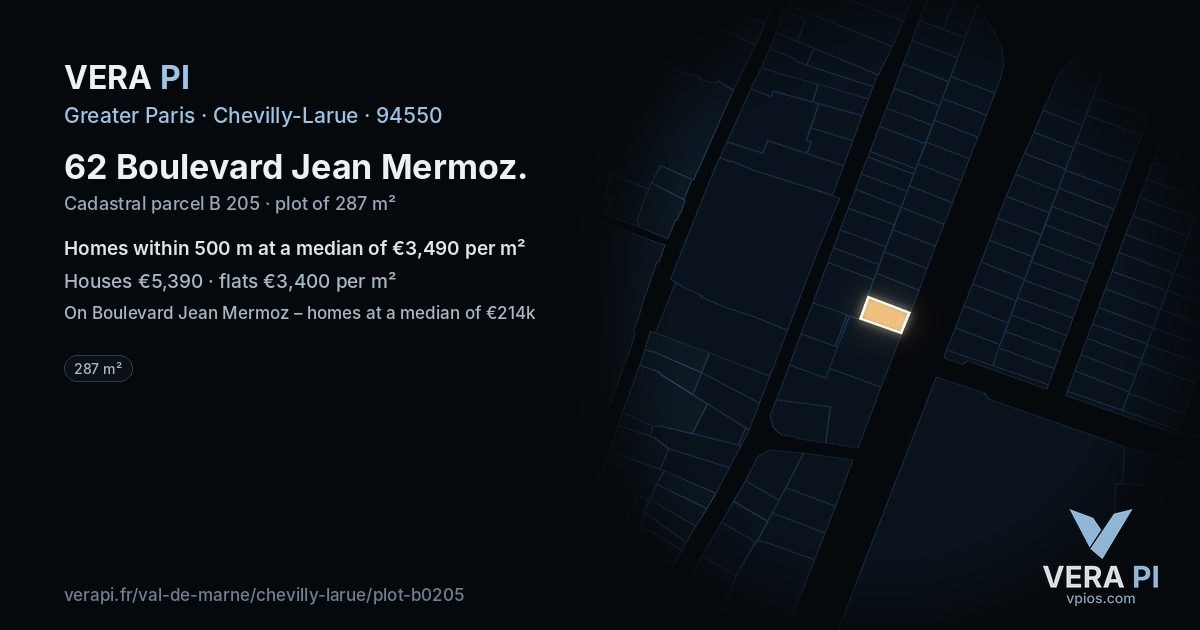 62 Boulevard Jean Mermoz, Chevilly-Larue at night – the plot lit, the parcels around coloured by the prices near them