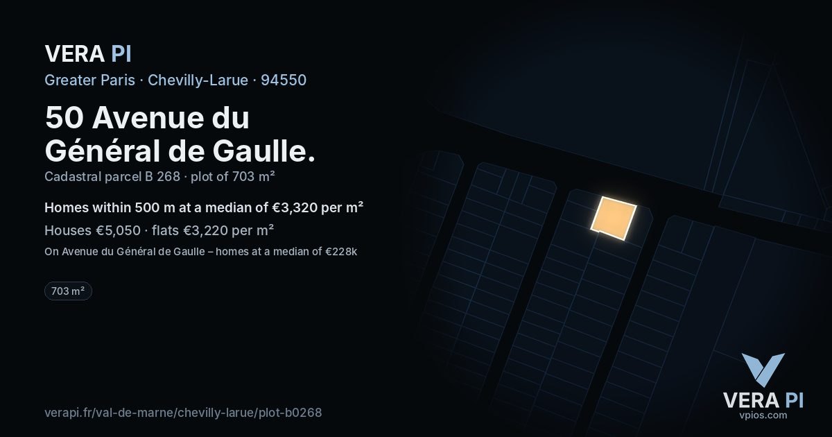 50 Avenue du Général de Gaulle, Chevilly-Larue at night – the plot lit, the parcels around coloured by the prices near them