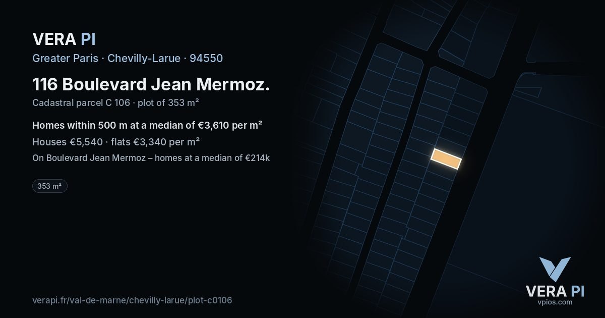116 Boulevard Jean Mermoz, Chevilly-Larue at night – the plot lit, the parcels around coloured by the prices near them