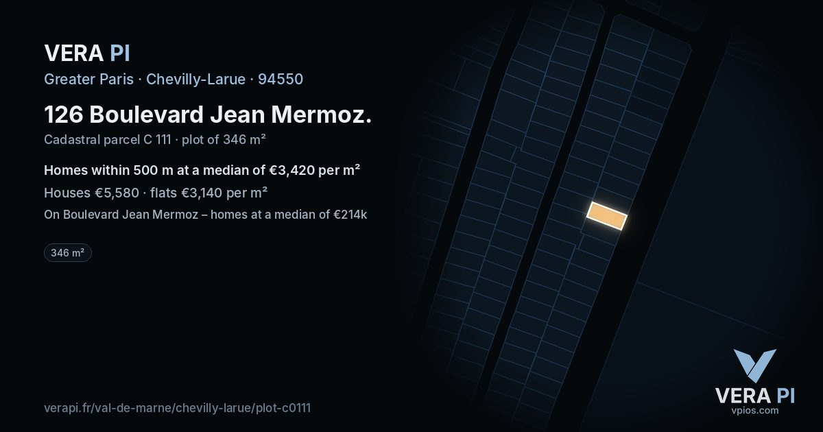 126 Boulevard Jean Mermoz, Chevilly-Larue at night – the plot lit, the parcels around coloured by the prices near them