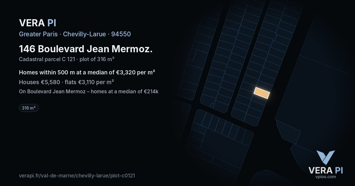 146 Boulevard Jean Mermoz, Chevilly-Larue at night – the plot lit, the parcels around coloured by the prices near them