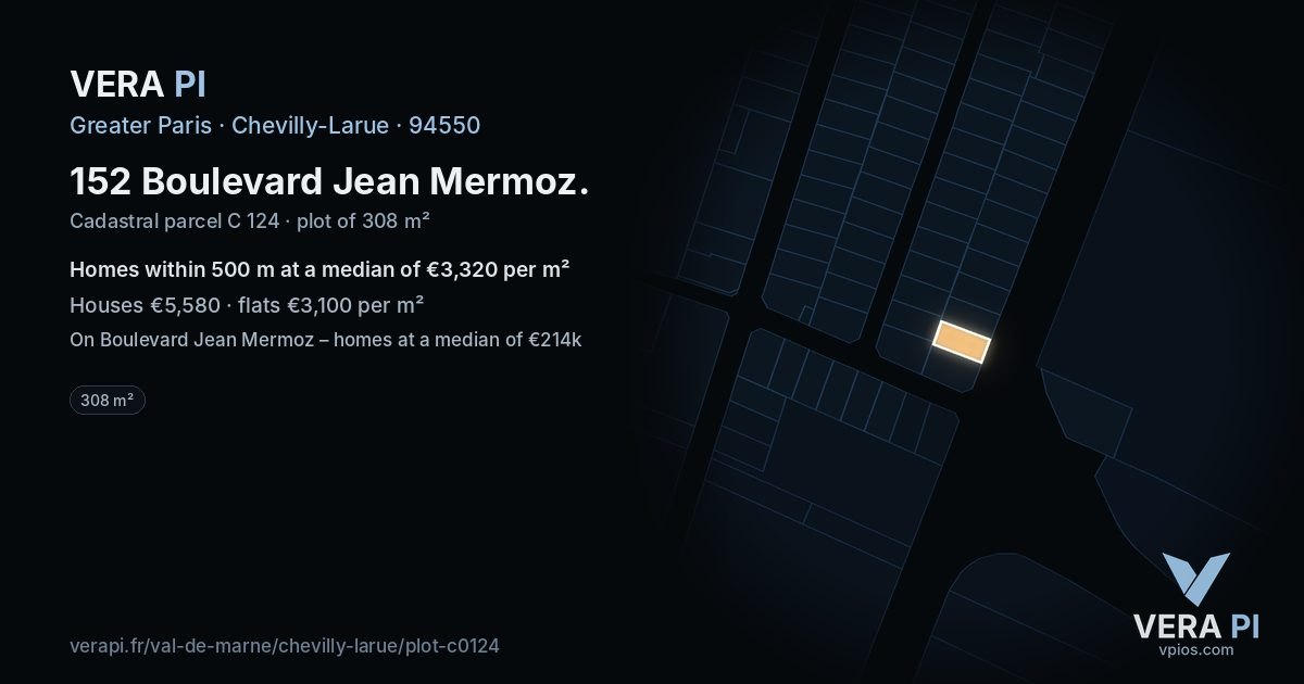 152 Boulevard Jean Mermoz, Chevilly-Larue at night – the plot lit, the parcels around coloured by the prices near them