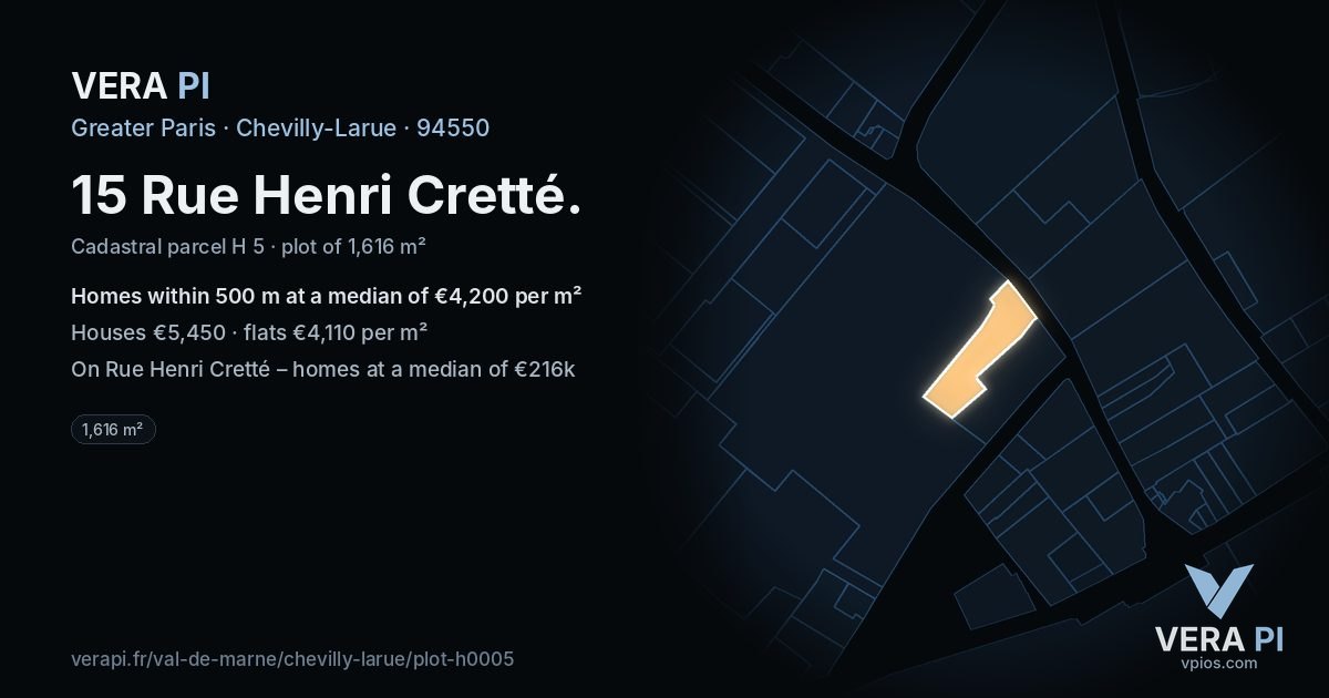 15 Rue Henri Cretté, Chevilly-Larue at night – the plot lit, the parcels around coloured by the prices near them