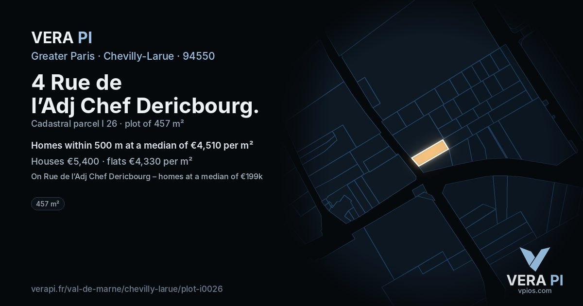 4 Rue de l’Adj Chef Dericbourg, Chevilly-Larue at night – the plot lit, the parcels around coloured by the prices near them