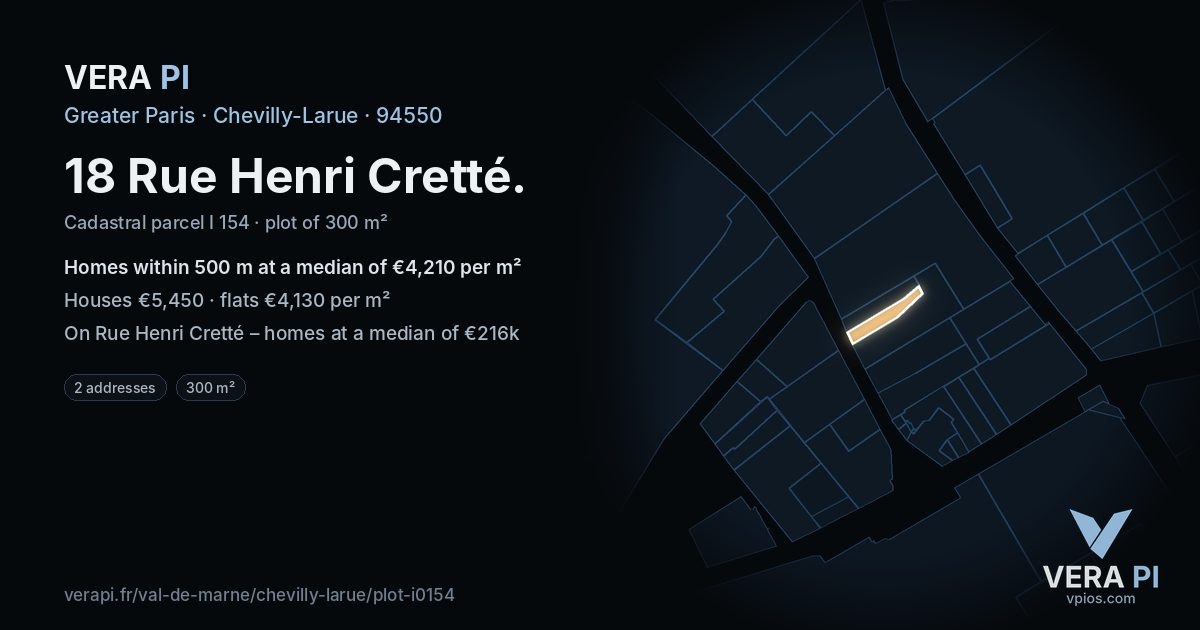 18 Rue Henri Cretté, Chevilly-Larue at night – the plot lit, the parcels around coloured by the prices near them