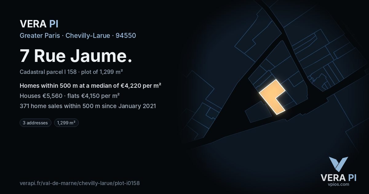 7 Rue Jaume, Chevilly-Larue at night – the plot lit, the parcels around coloured by the prices near them