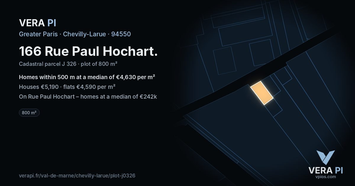 166 Rue Paul Hochart, Chevilly-Larue at night – the plot lit, the parcels around coloured by the prices near them