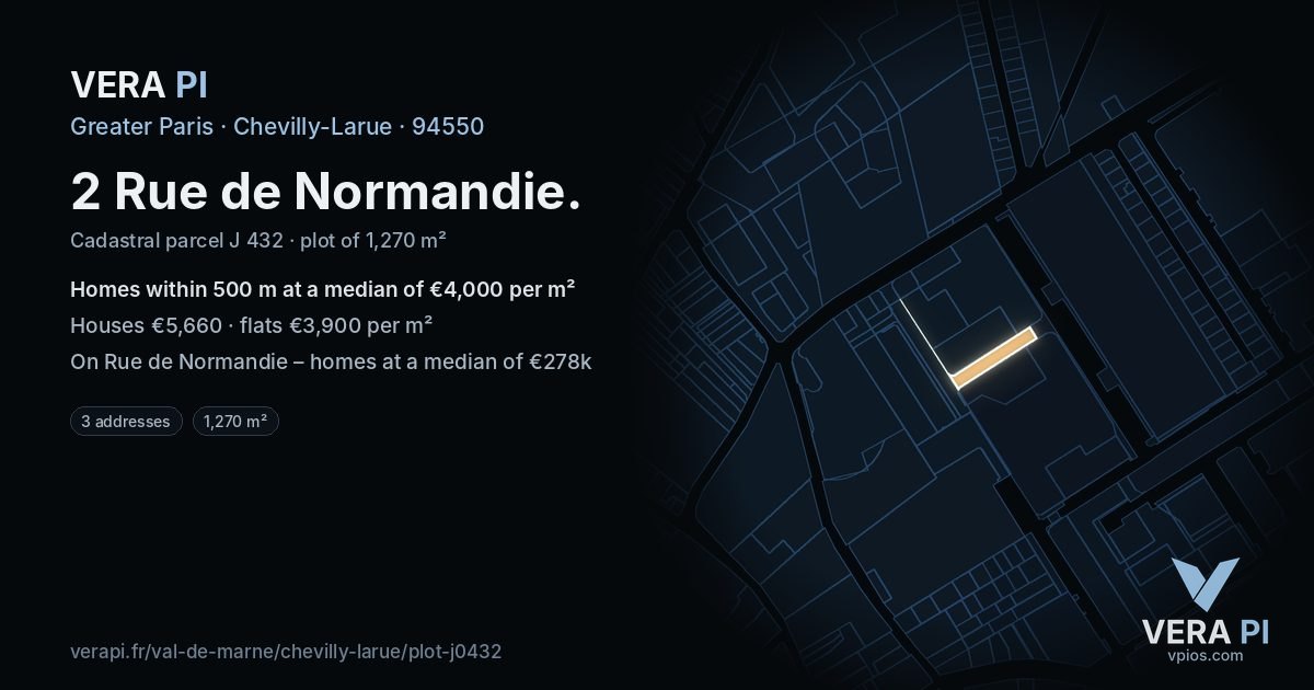 2 Rue de Normandie, Chevilly-Larue at night – the plot lit, the parcels around coloured by the prices near them