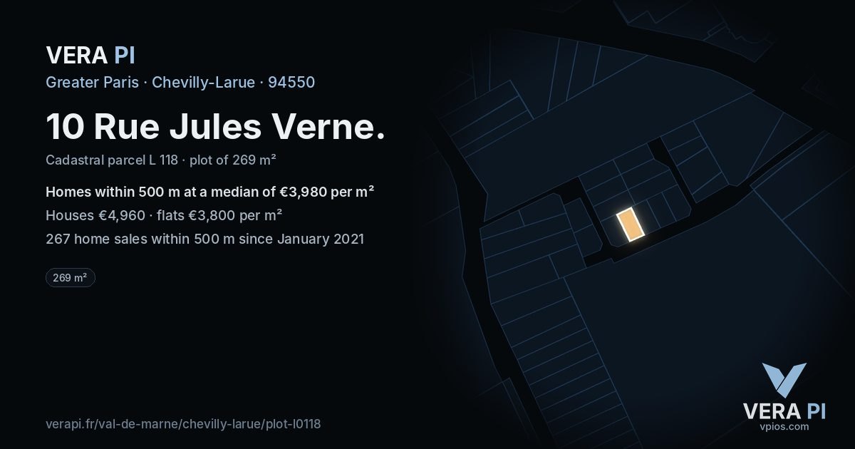 10 Rue Jules Verne, Chevilly-Larue at night – the plot lit, the parcels around coloured by the prices near them