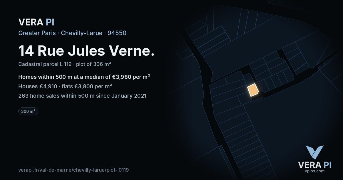 14 Rue Jules Verne, Chevilly-Larue at night – the plot lit, the parcels around coloured by the prices near them