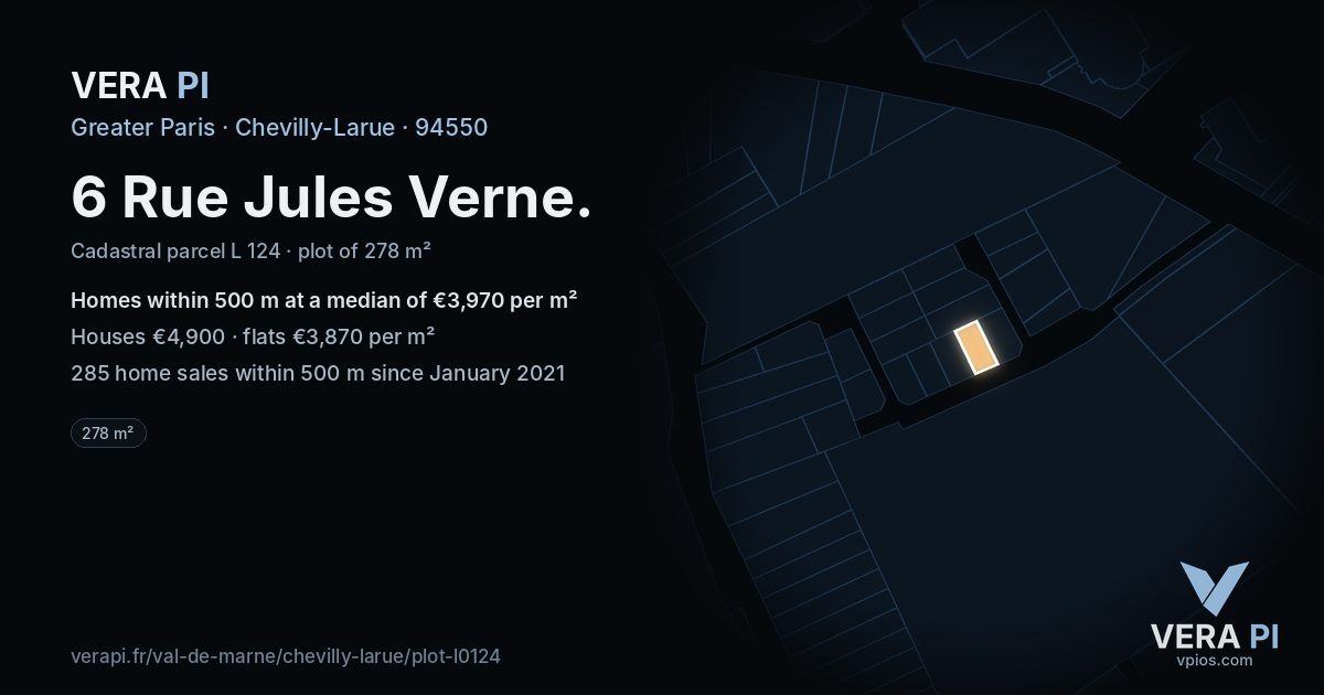 6 Rue Jules Verne, Chevilly-Larue at night – the plot lit, the parcels around coloured by the prices near them