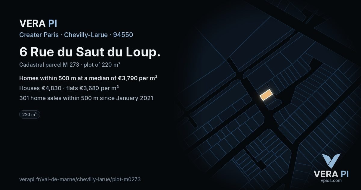 6 Rue du Saut du Loup, Chevilly-Larue at night – the plot lit, the parcels around coloured by the prices near them