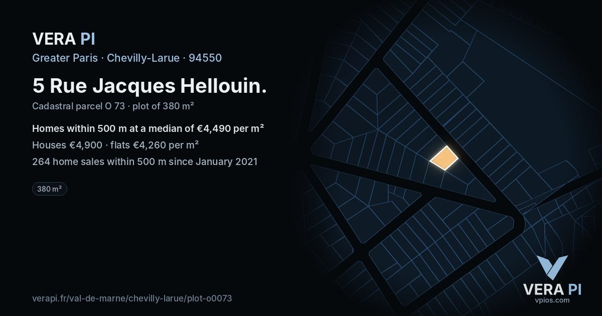 5 Rue Jacques Hellouin, Chevilly-Larue at night – the plot lit, the parcels around coloured by the prices near them
