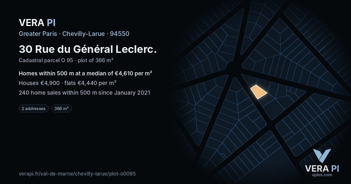 30 Rue du Général Leclerc, Chevilly-Larue at night – the plot lit, the parcels around coloured by the prices near them