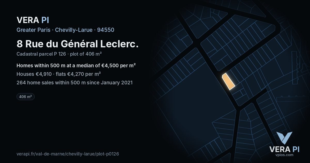 8 Rue du Général Leclerc, Chevilly-Larue at night – the plot lit, the parcels around coloured by the prices near them