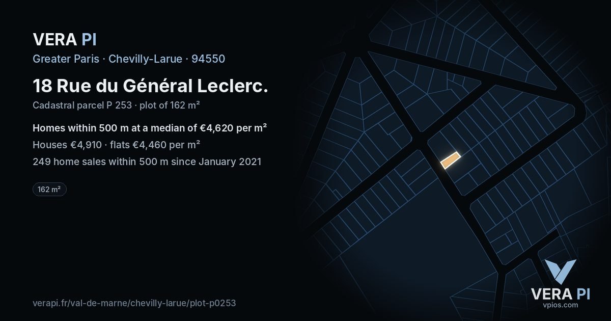 18 Rue du Général Leclerc, Chevilly-Larue at night – the plot lit, the parcels around coloured by the prices near them