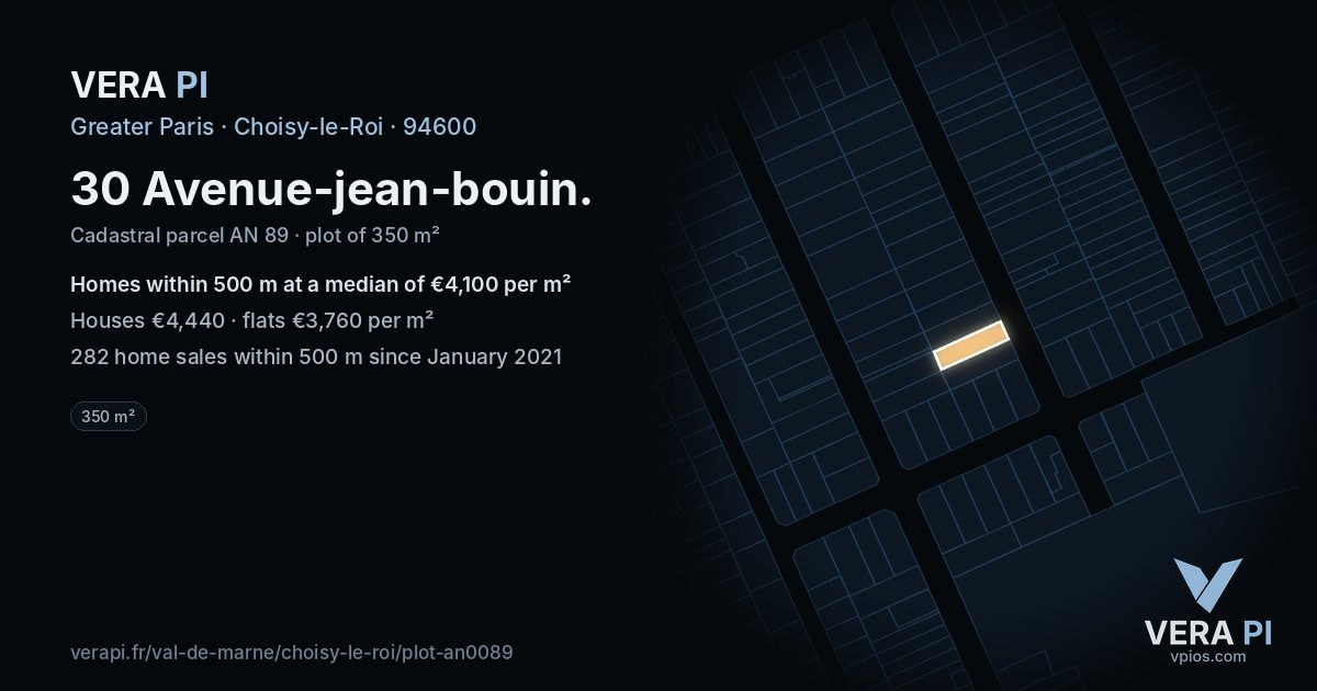 30 Avenue-jean-bouin, Choisy-le-Roi at night – the plot lit, the parcels around coloured by the prices near them