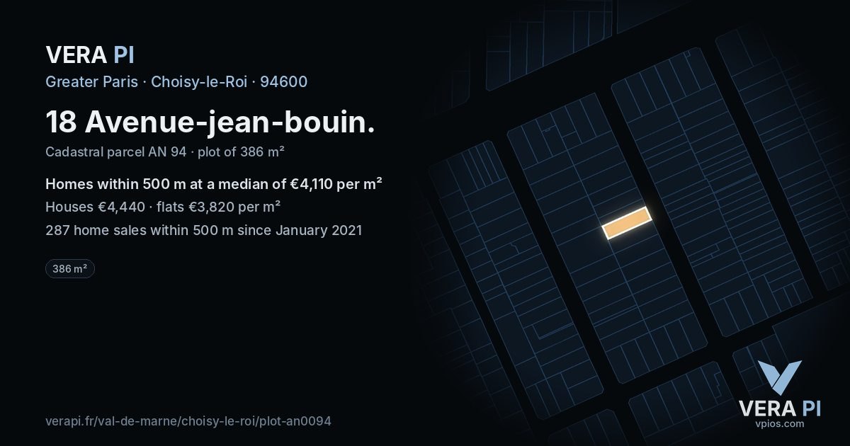 18 Avenue-jean-bouin, Choisy-le-Roi at night – the plot lit, the parcels around coloured by the prices near them