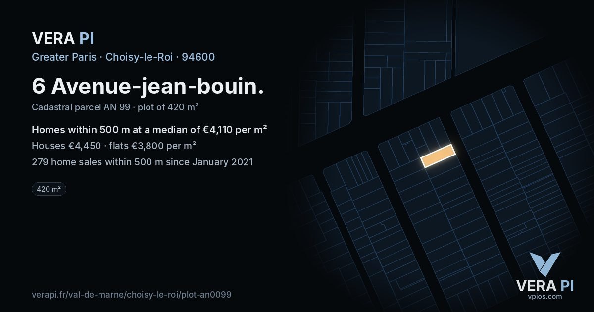 6 Avenue-jean-bouin, Choisy-le-Roi at night – the plot lit, the parcels around coloured by the prices near them
