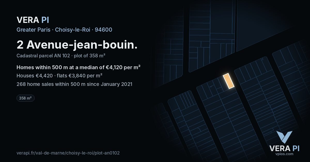 2 Avenue-jean-bouin, Choisy-le-Roi at night – the plot lit, the parcels around coloured by the prices near them
