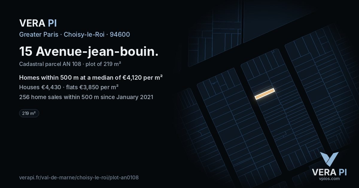 15 Avenue-jean-bouin, Choisy-le-Roi at night – the plot lit, the parcels around coloured by the prices near them