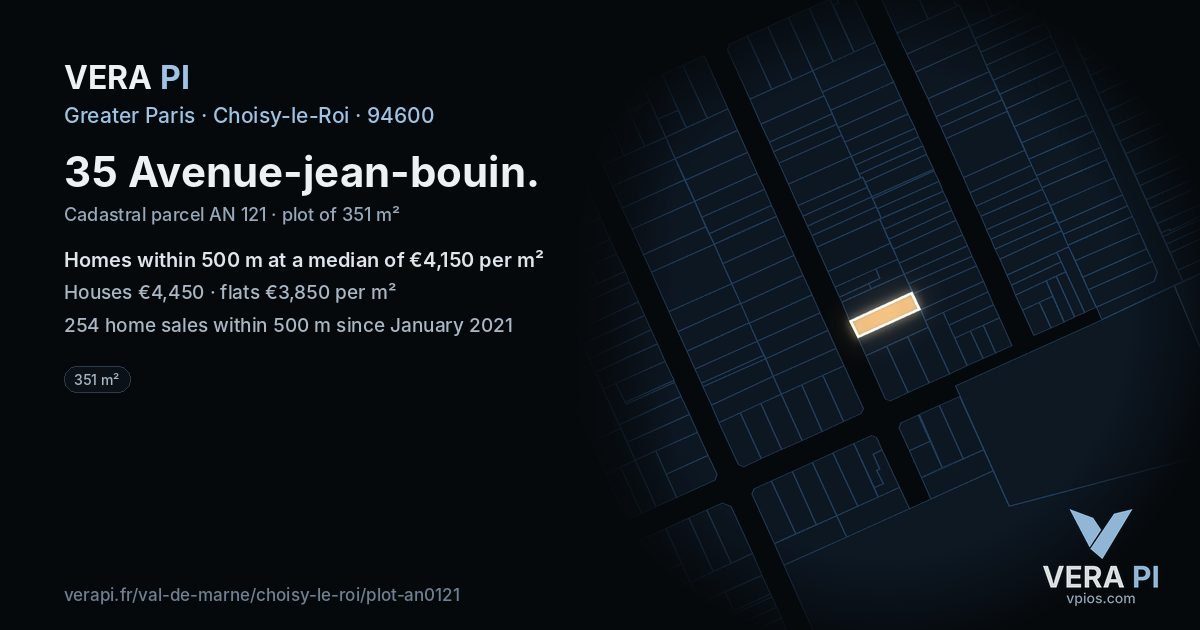 35 Avenue-jean-bouin, Choisy-le-Roi at night – the plot lit, the parcels around coloured by the prices near them