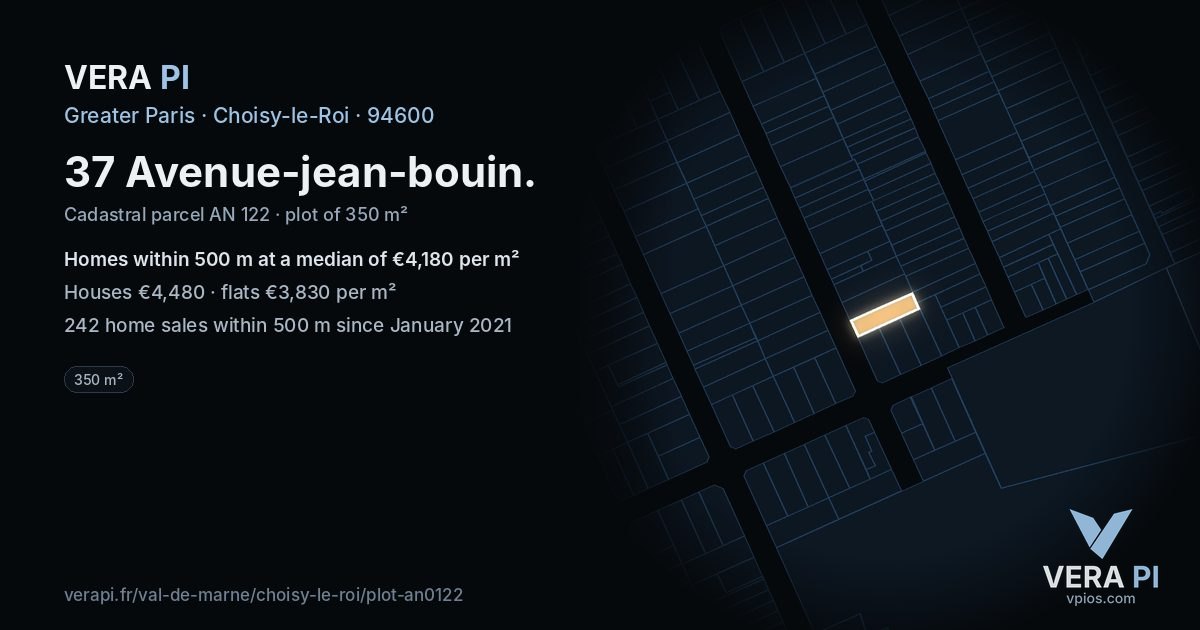 37 Avenue-jean-bouin, Choisy-le-Roi at night – the plot lit, the parcels around coloured by the prices near them