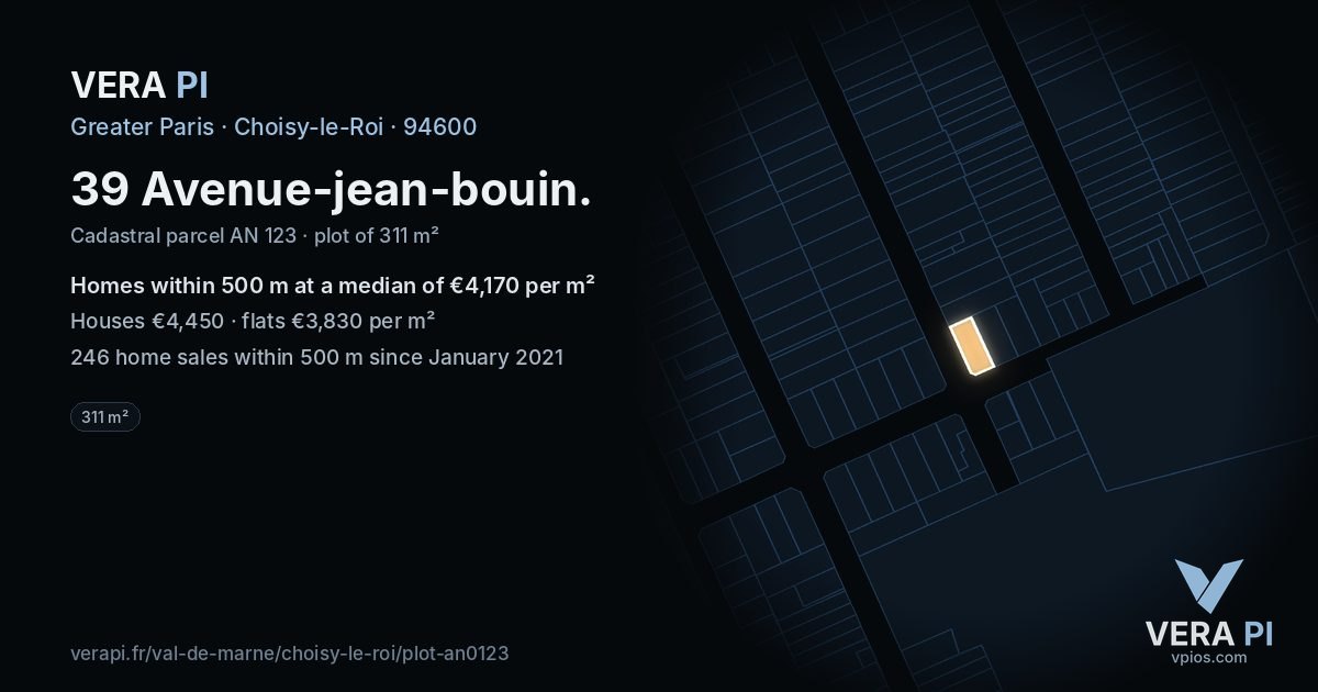 39 Avenue-jean-bouin, Choisy-le-Roi at night – the plot lit, the parcels around coloured by the prices near them