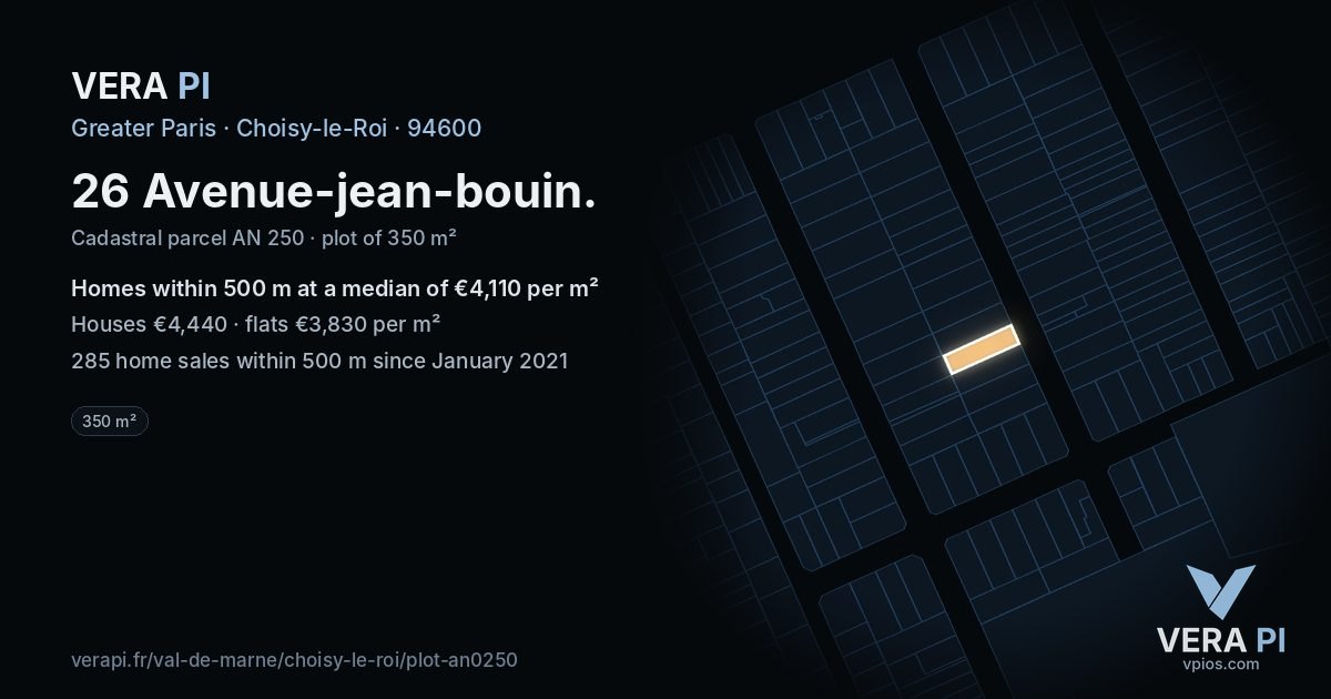 26 Avenue-jean-bouin, Choisy-le-Roi at night – the plot lit, the parcels around coloured by the prices near them