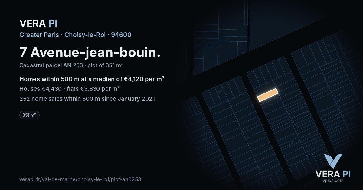 7 Avenue-jean-bouin, Choisy-le-Roi at night – the plot lit, the parcels around coloured by the prices near them