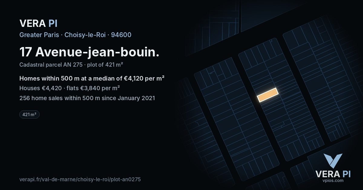 17 Avenue-jean-bouin, Choisy-le-Roi at night – the plot lit, the parcels around coloured by the prices near them