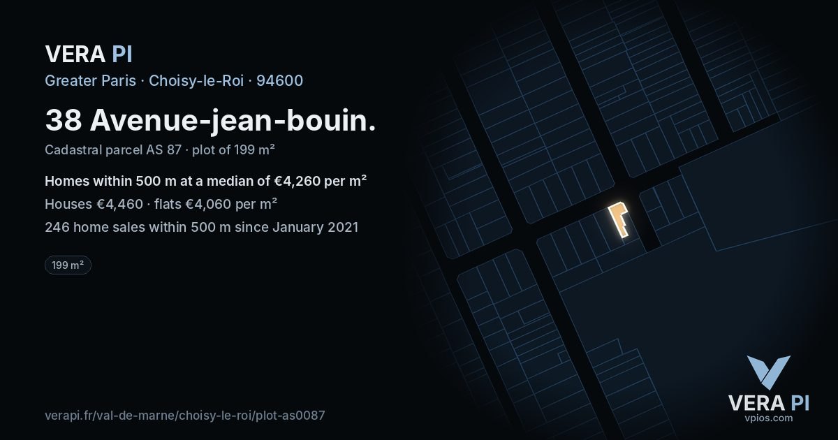 38 Avenue-jean-bouin, Choisy-le-Roi at night – the plot lit, the parcels around coloured by the prices near them