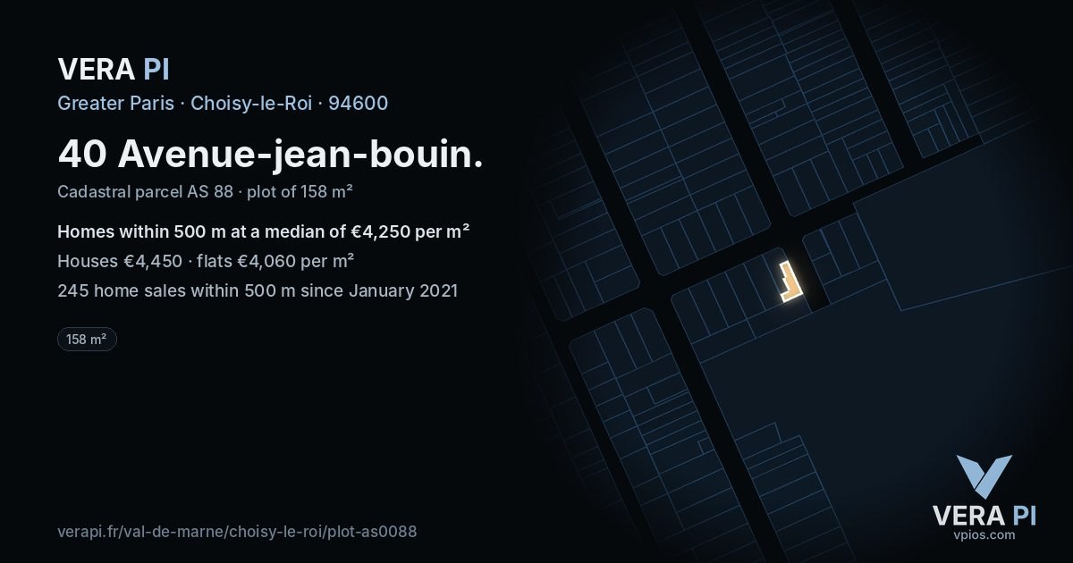 40 Avenue-jean-bouin, Choisy-le-Roi at night – the plot lit, the parcels around coloured by the prices near them