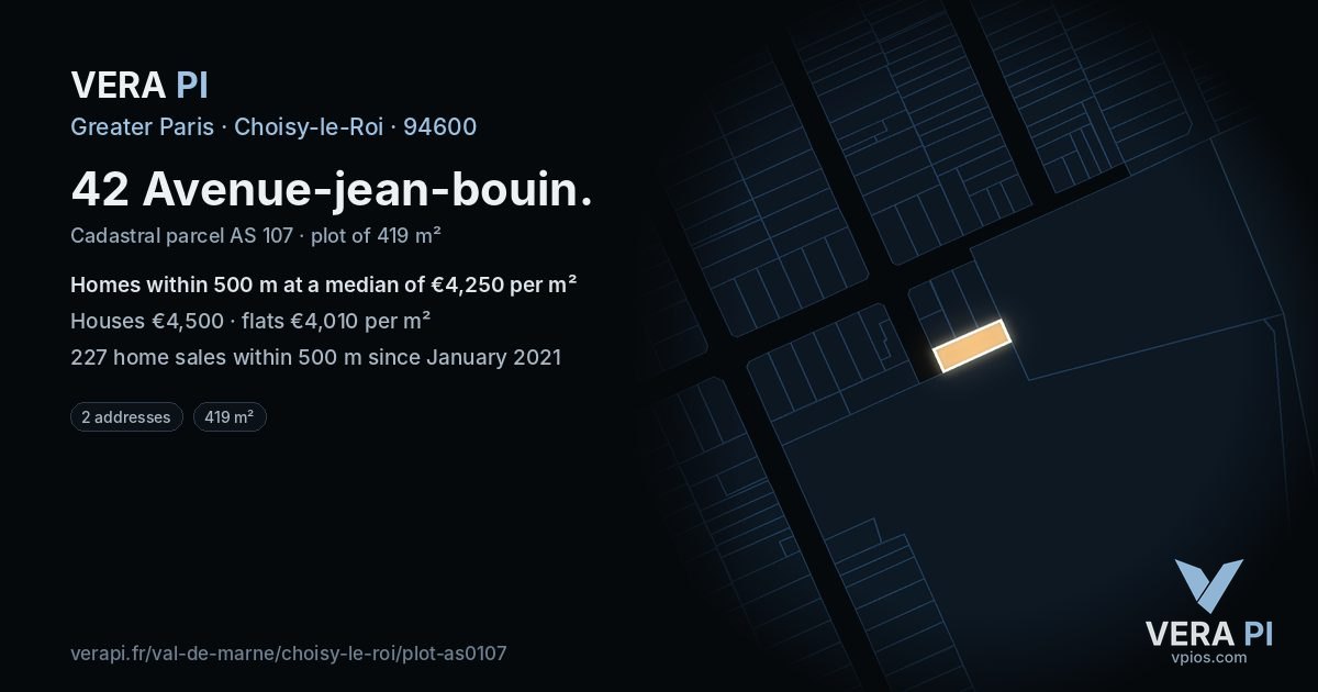 42 Avenue-jean-bouin, Choisy-le-Roi at night – the plot lit, the parcels around coloured by the prices near them