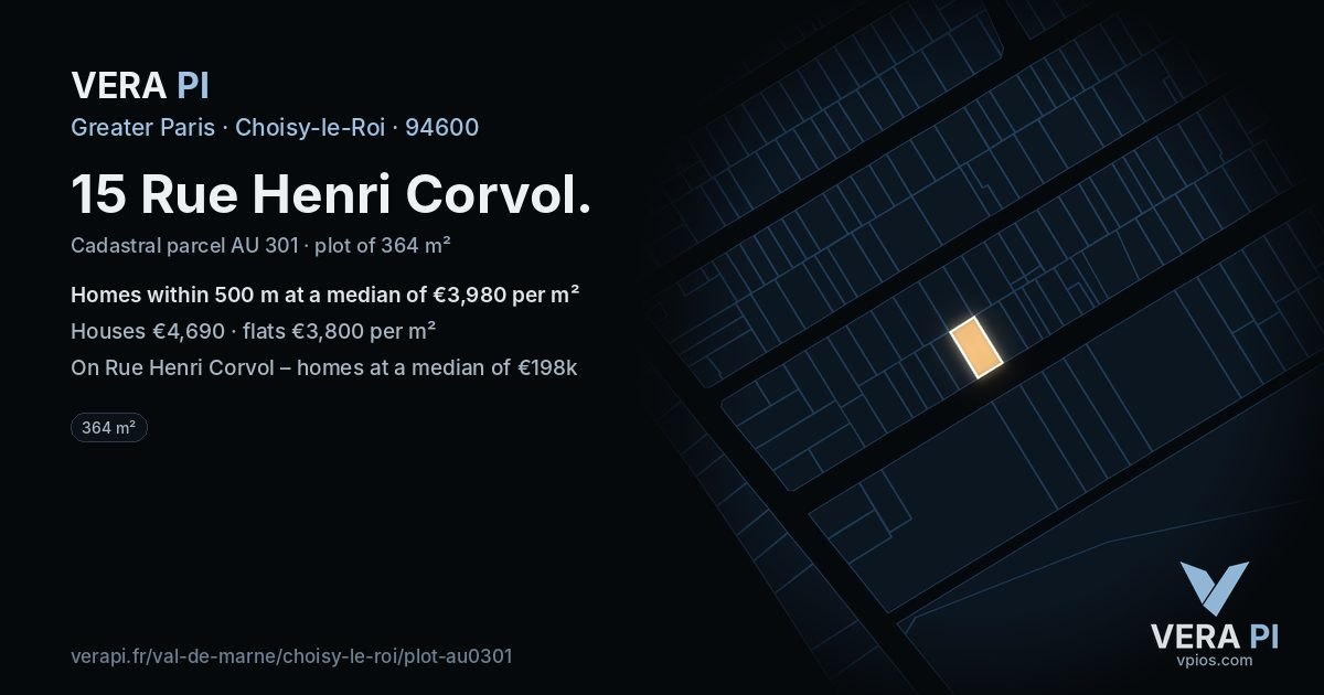 15 Rue Henri Corvol, Choisy-le-Roi at night – the plot lit, the parcels around coloured by the prices near them