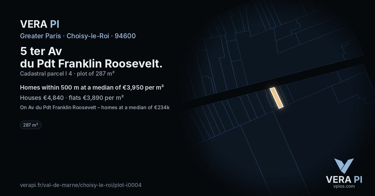 5 ter Av du Pdt Franklin Roosevelt, Choisy-le-Roi at night – the plot lit, the parcels around coloured by the prices near them
