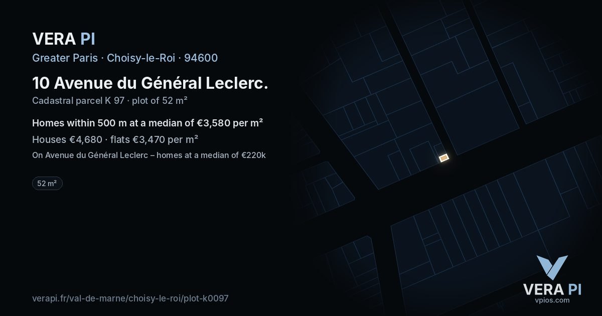 10 Avenue du Général Leclerc, Choisy-le-Roi at night – the plot lit, the parcels around coloured by the prices near them
